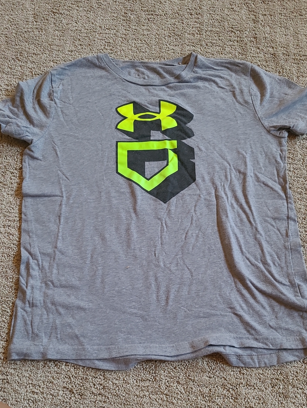 Under Armour Kids Gray Tee with Neon Yellow Logo